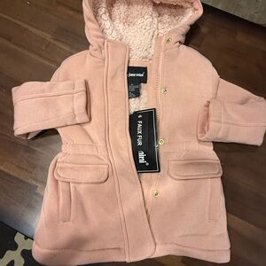 Cozy little girl coat with pink faux fur! Perfect for Fall/Winter/Spring